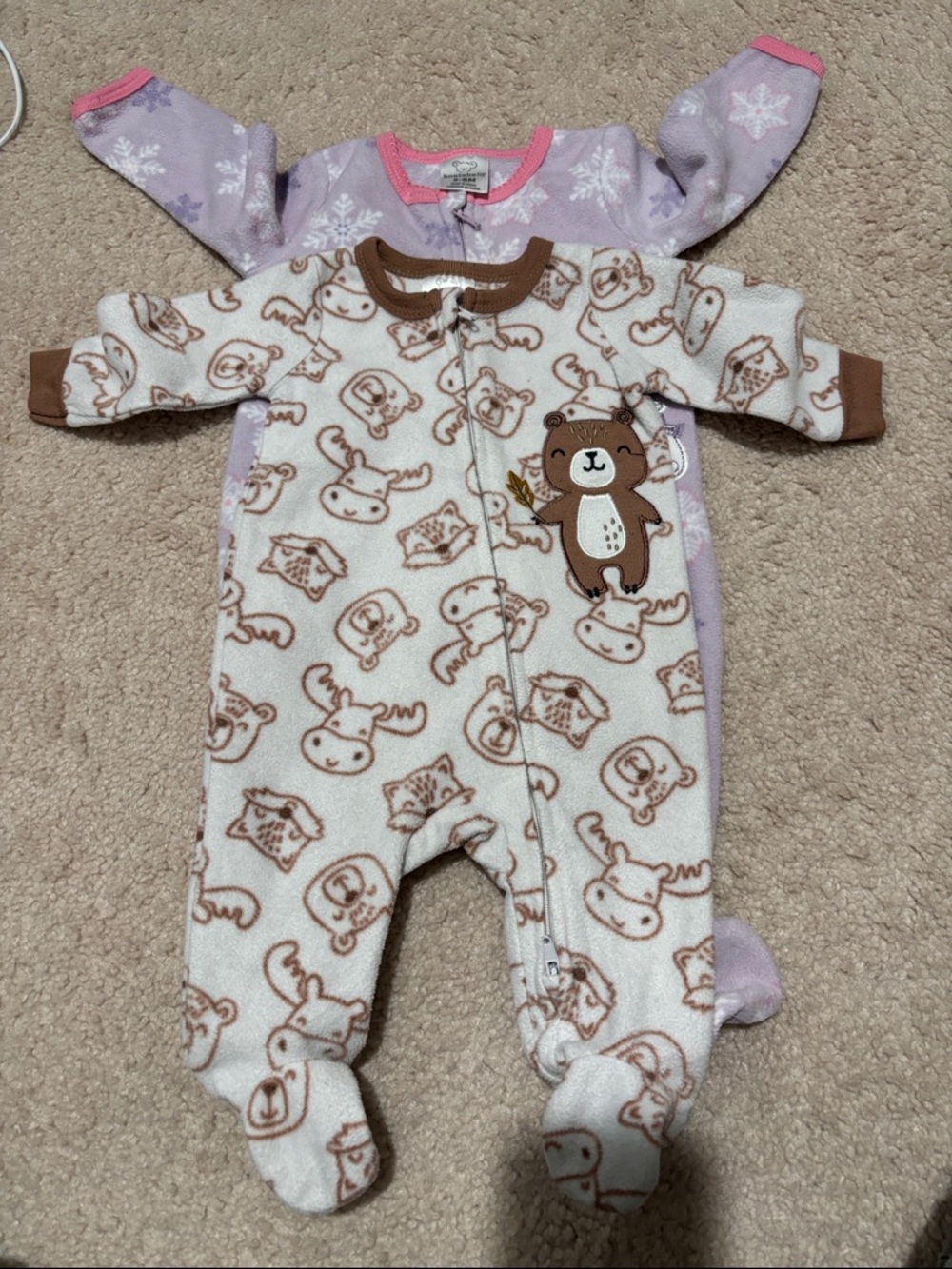 Cozy fleece Footed Baby One-Pieces bundle